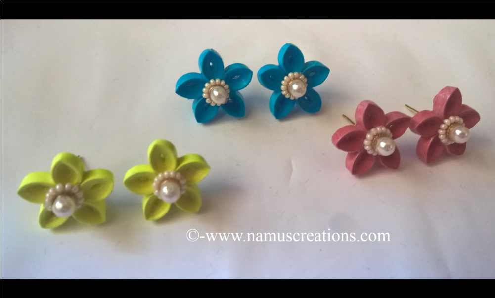 Quillung Flower Shape Earring 4 Pair In Set - Artificial Flower (1000x1000), Png Download