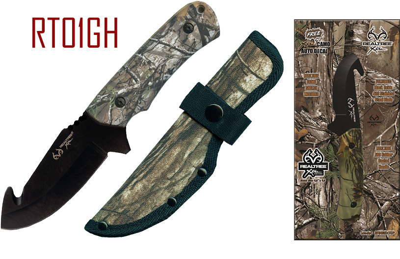 Realtree's Xtra Camo Gut Hook Knife W/ Green Camo Handle - Hunting Knife (900x600), Png Download