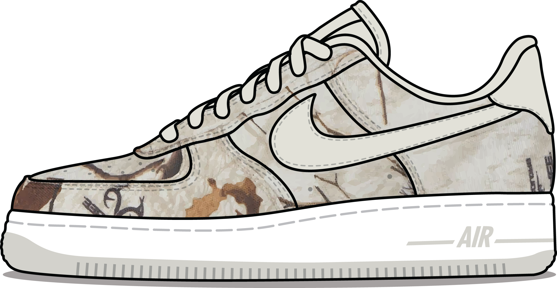 The Nike Air Force 1 '07 Lv8 'realtree' Camouflage - Sneakers (2362x1222), Png Download