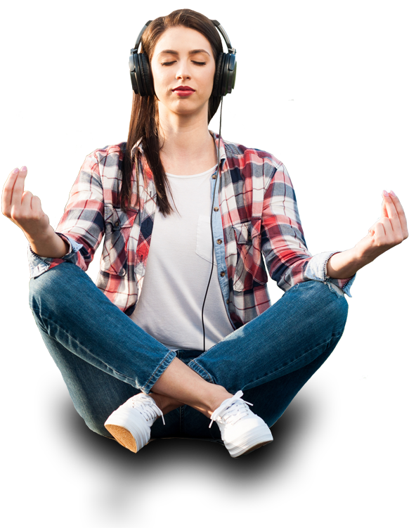 Woman Meditating At Work (646x750), Png Download