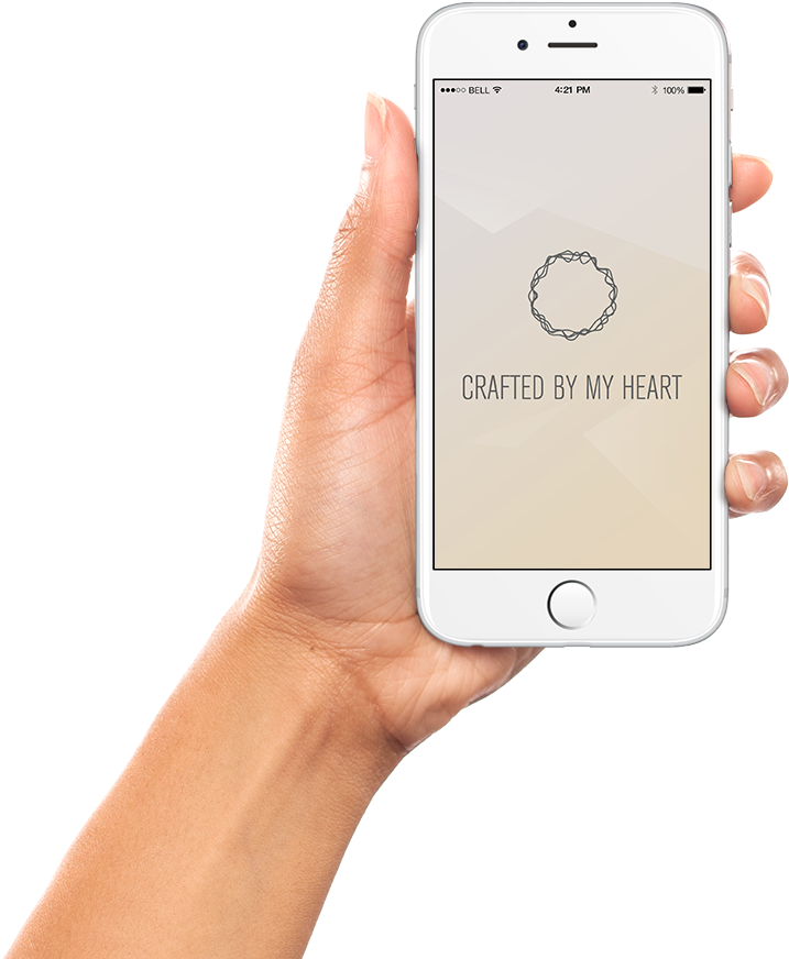 Hand Holding A Iphone 6 Running The Crafted By My Heart - Iphone (787x871), Png Download