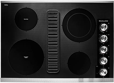 Image For Kitchenaid Radiant Cooktop 30" - Kitchenaid 30" Electric Downdraft Cooktop With 4 Elements (519x804), Png Download