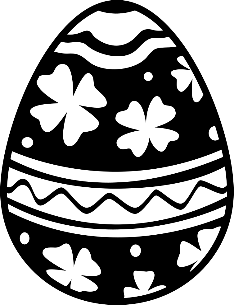 Easter Egg With Flowers And Lines Decoration Comments (754x980), Png Download