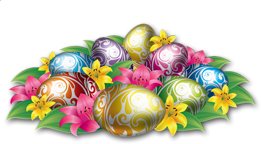 Free Png Large Easter Eggs With Flowers And Grass Png - Background Power Point Bergerak (850x532), Png Download