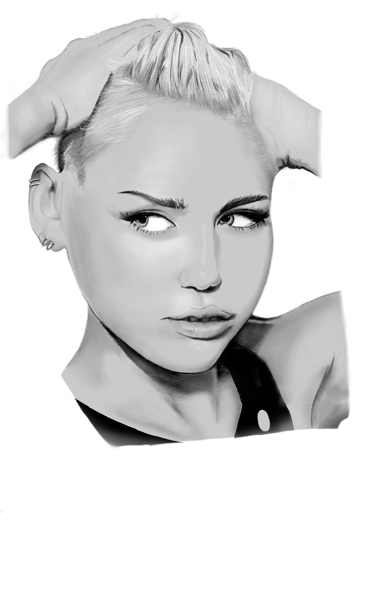 Celebrity Hot Celebs Miley Cyrus Portrait Fanart Wrecking - Sketch (1200x1920), Png Download