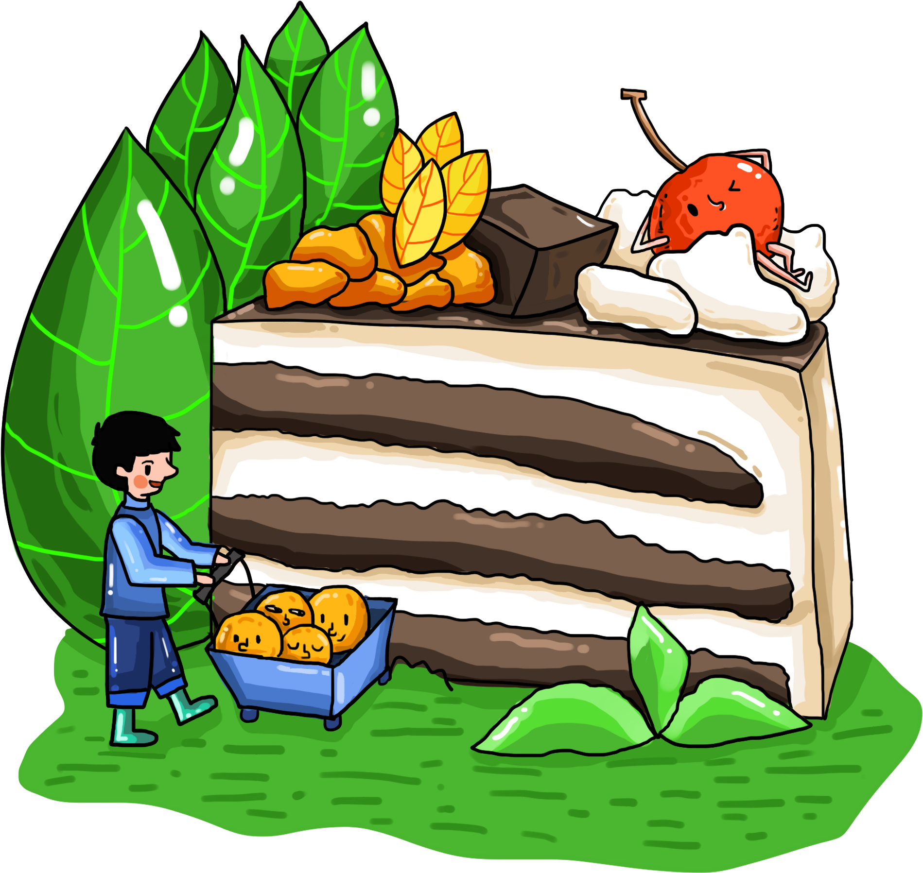 Fairytale Fantasy Wind Cake Character Transport Cart (2000x2000), Png Download