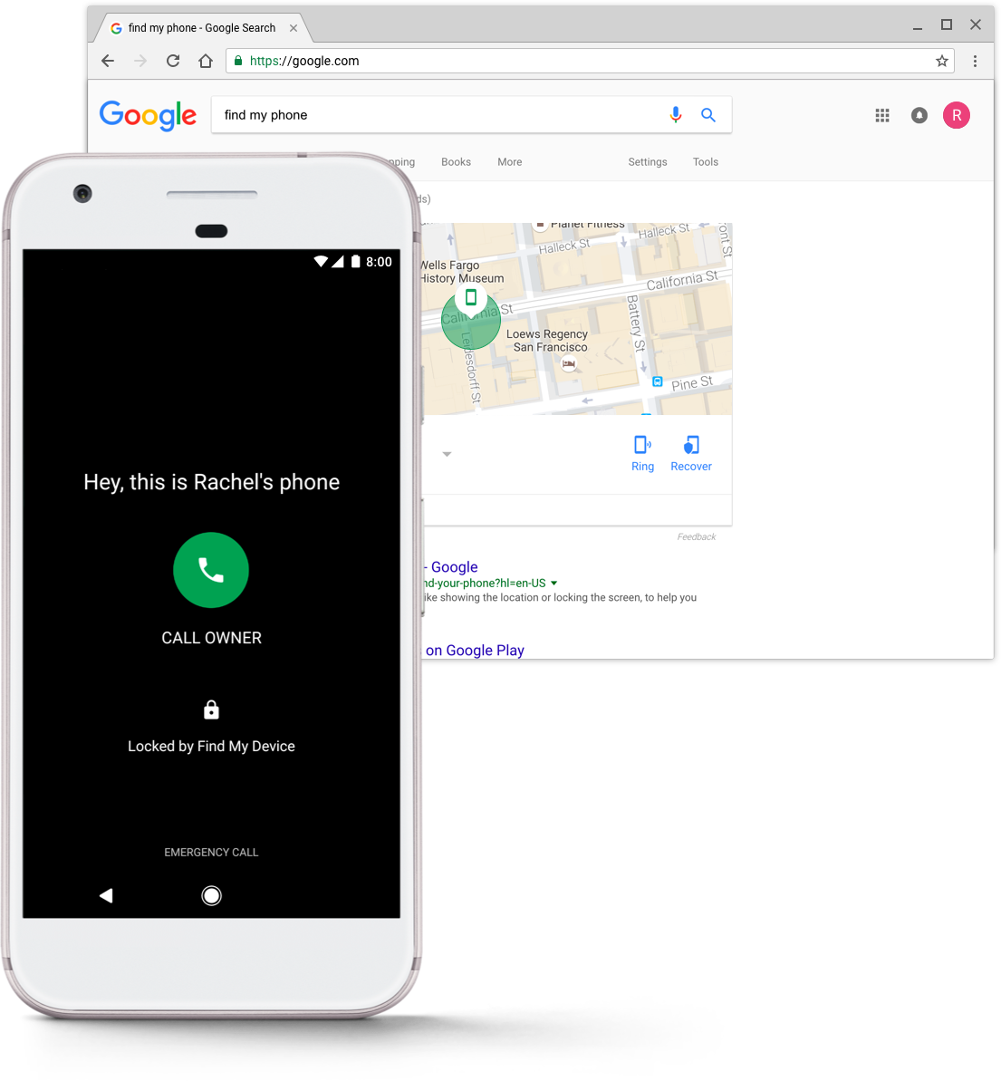 Lock Your Device Remotely Or Display A Message On The - Google Find My Device Unlock (1105x1193), Png Download