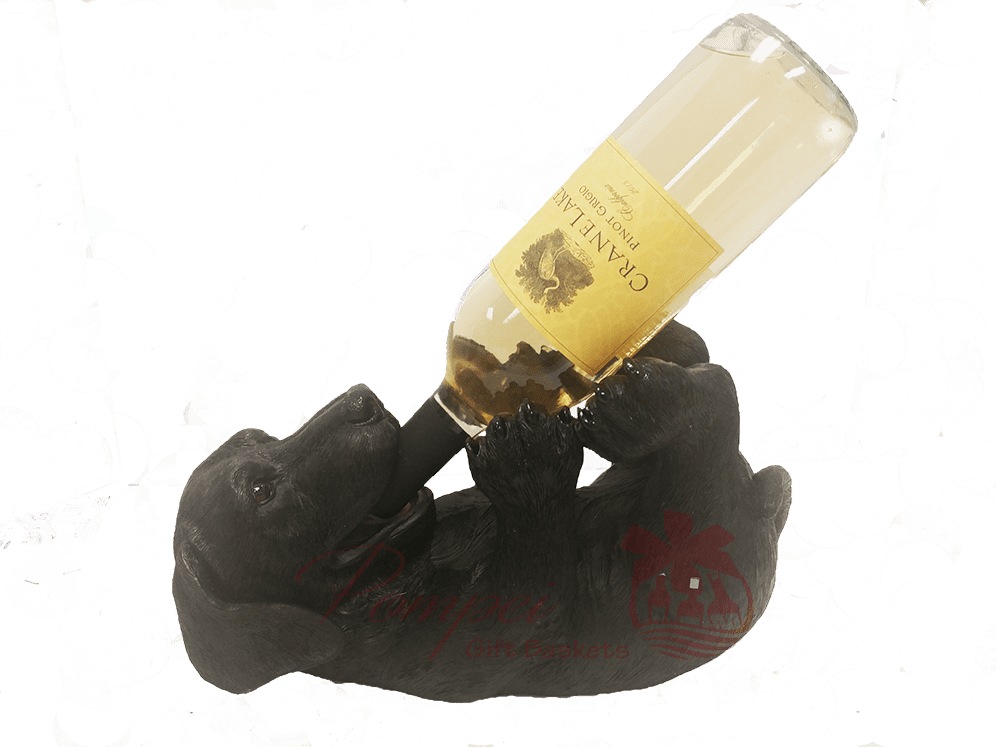 Black Labrador Retriever Wine Holder With Wine, Black - Beer Bottle (996x747), Png Download