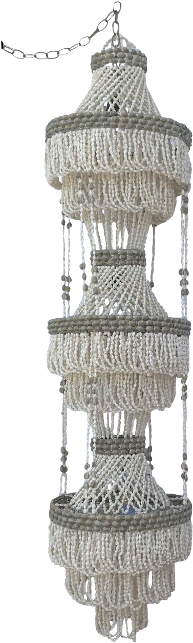 Three Tier Beaded Shell Light Chairish - Chair (418x1391), Png Download