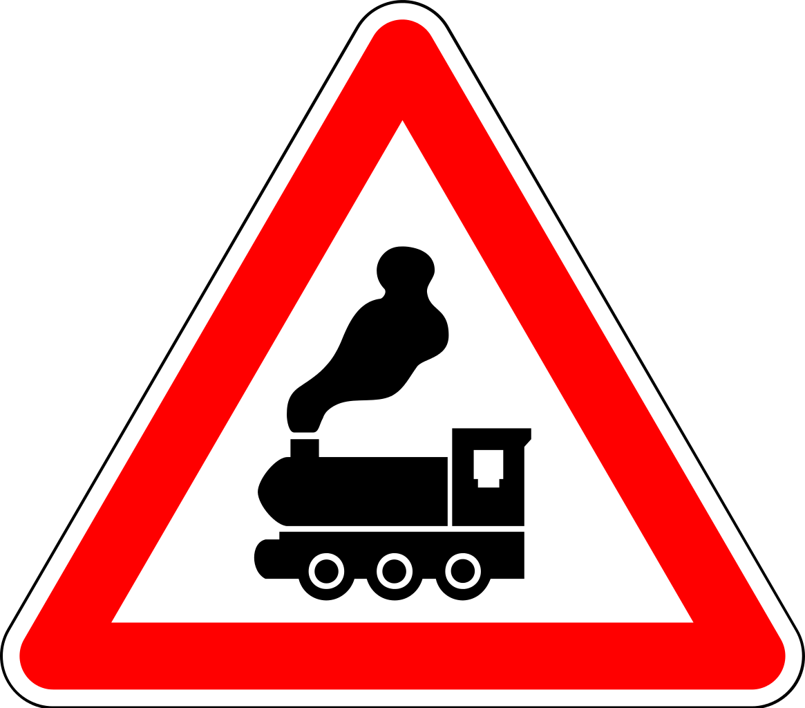 28 Warning-rail Crossing Without Safety Arm - Falling Rocks Sign Meaning (1165x1024), Png Download