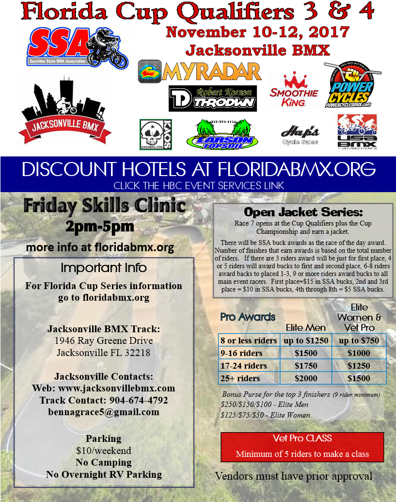 Ssa Florida Cups 3&4 At Jacksonville Bmx Event Flyer - Poster (816x1056), Png Download