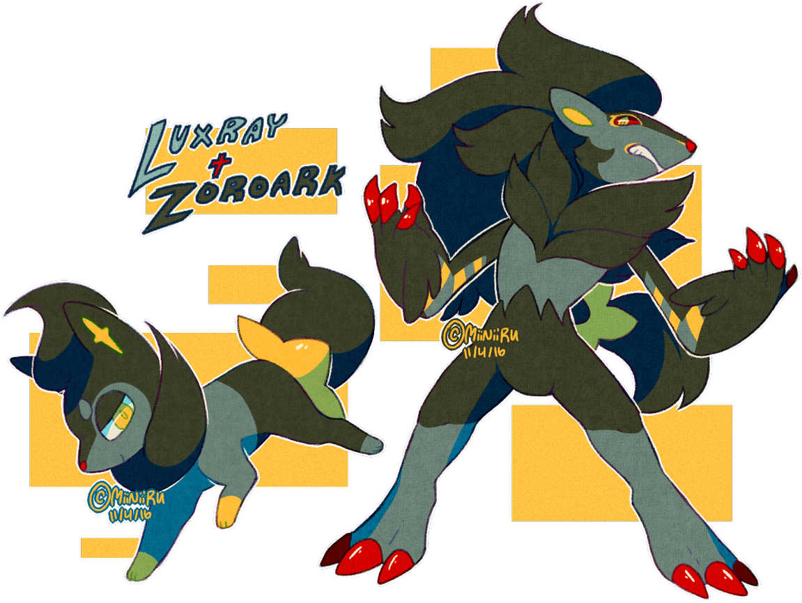 Shock Rt @salphe - Zoroark Luxray Fusion (1200x925), Png Download