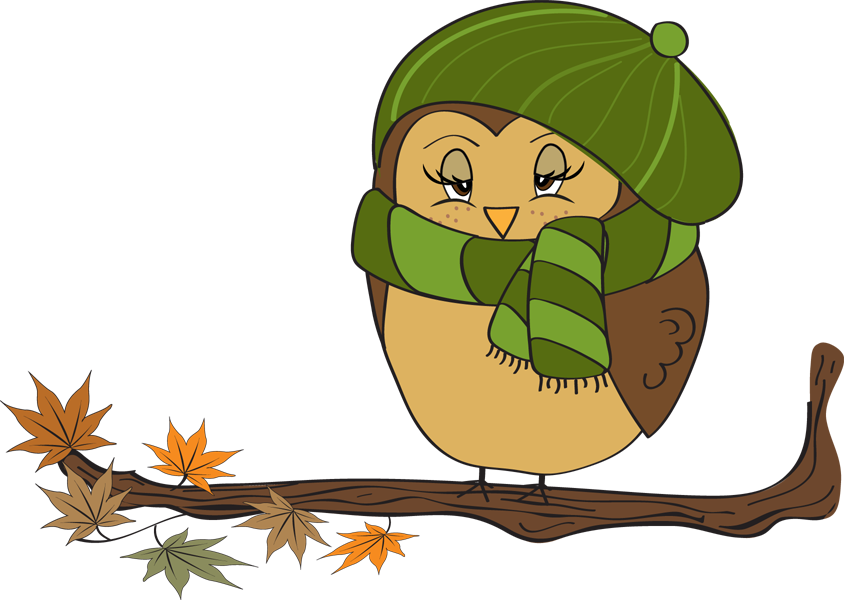 Christmas Owl Clip Art - Owl November Clipart (844x600), Png Download