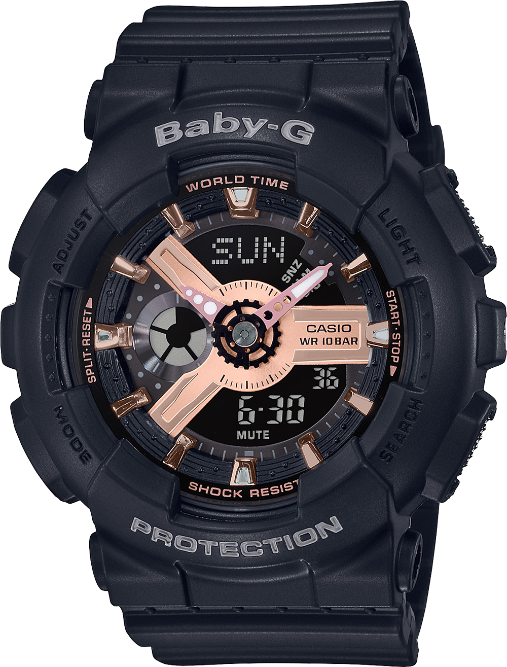 Ba110rg-1a - Baby G Rose Gold Black (1000x1315), Png Download