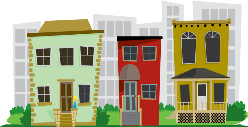 803 X 418 5 - House In The City Clipart (803x418), Png Download