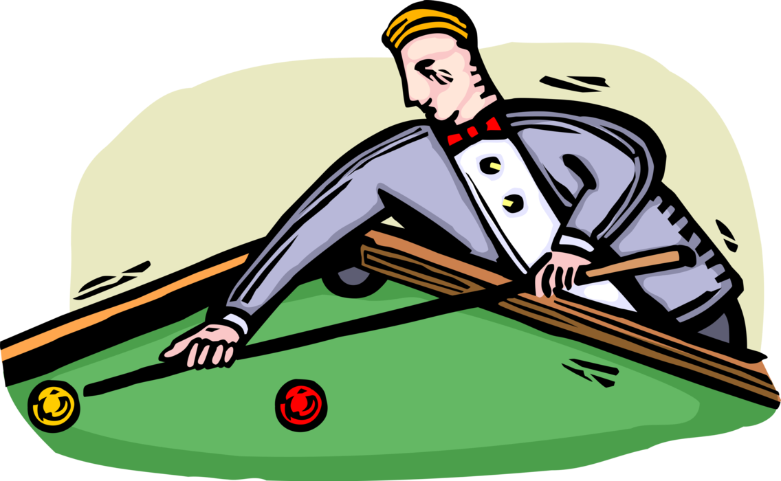 Vector Illustration Of Sport Of Billiards Player Plays - Illustration (1136x700), Png Download