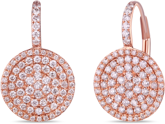 14k Rose Gold Diamond Earrings - Gold & Diamond Ear Ring Png (768x1024), Png Download