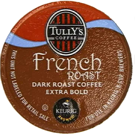 Tully's Coffee French Roast, K-cup For Keurig Brewers, - Label (850x850), Png Download
