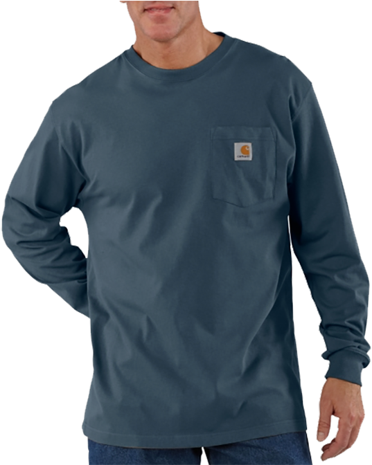 Workwear Ls T Shirt-core - Carhartt Long Sleeve Green (720x671), Png Download