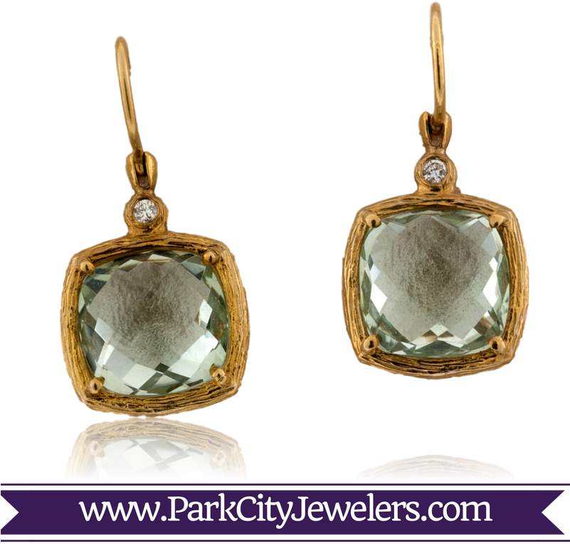 Green Amethyst And Diamond Earrings - Gold Manta Ray Necklace (800x800), Png Download