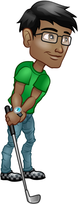 Male-golf Swing - Cartoon (930x1034), Png Download