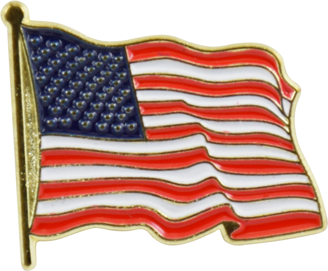 Waving American Flag Lapel Pin (800x800), Png Download