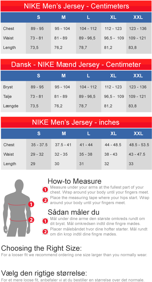 football jersey size chart