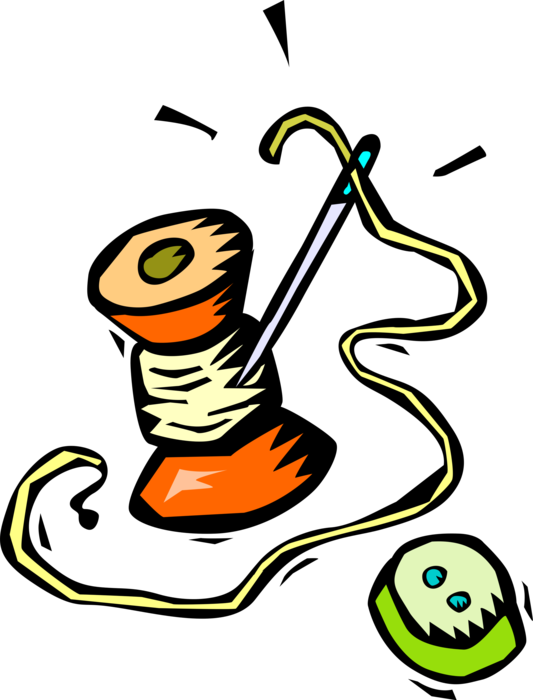 Vector Illustration Of Button With Sewing Needle And - Ago E Filo Png (533x700), Png Download