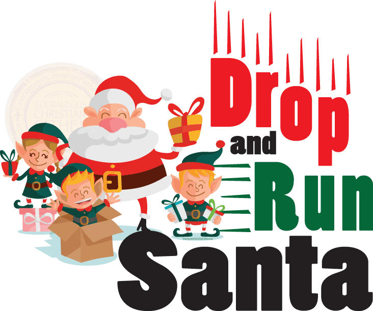 Drop And Run Santa - Cartoon (732x611), Png Download