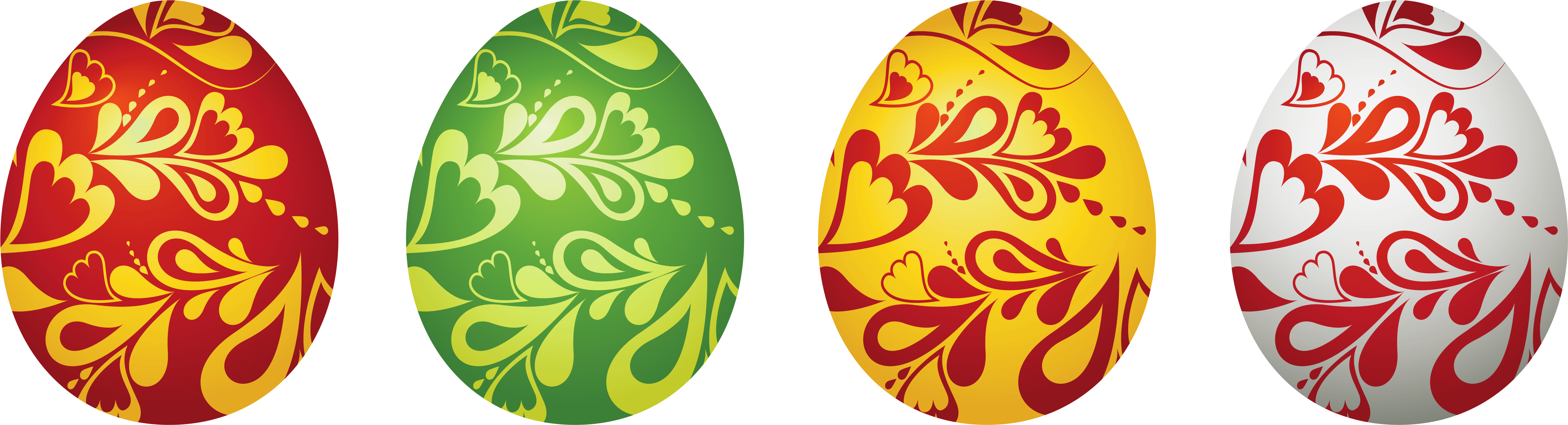 Easter Decorative Eggs Set Png Clipart Picture - Vector Easter Eggs Png (6207x1792), Png Download