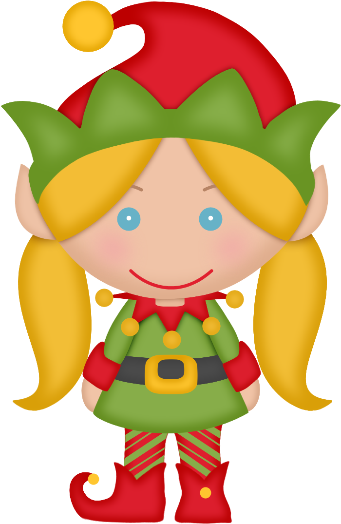 Elves Of The Helping Santa Clip Art - Female Christmas Elf Clipart (700x1075), Png Download
