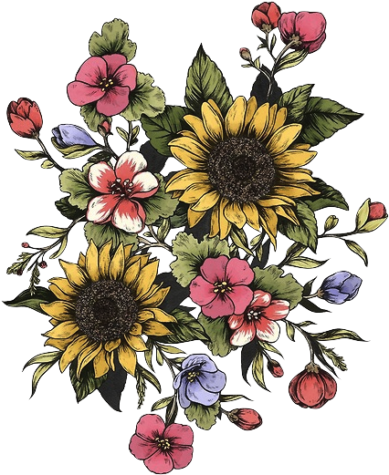 Tattoo Good Sunflower Trees Tumblr Vibes Design Clipart - Vintage Flower Drawing (500x649), Png Download