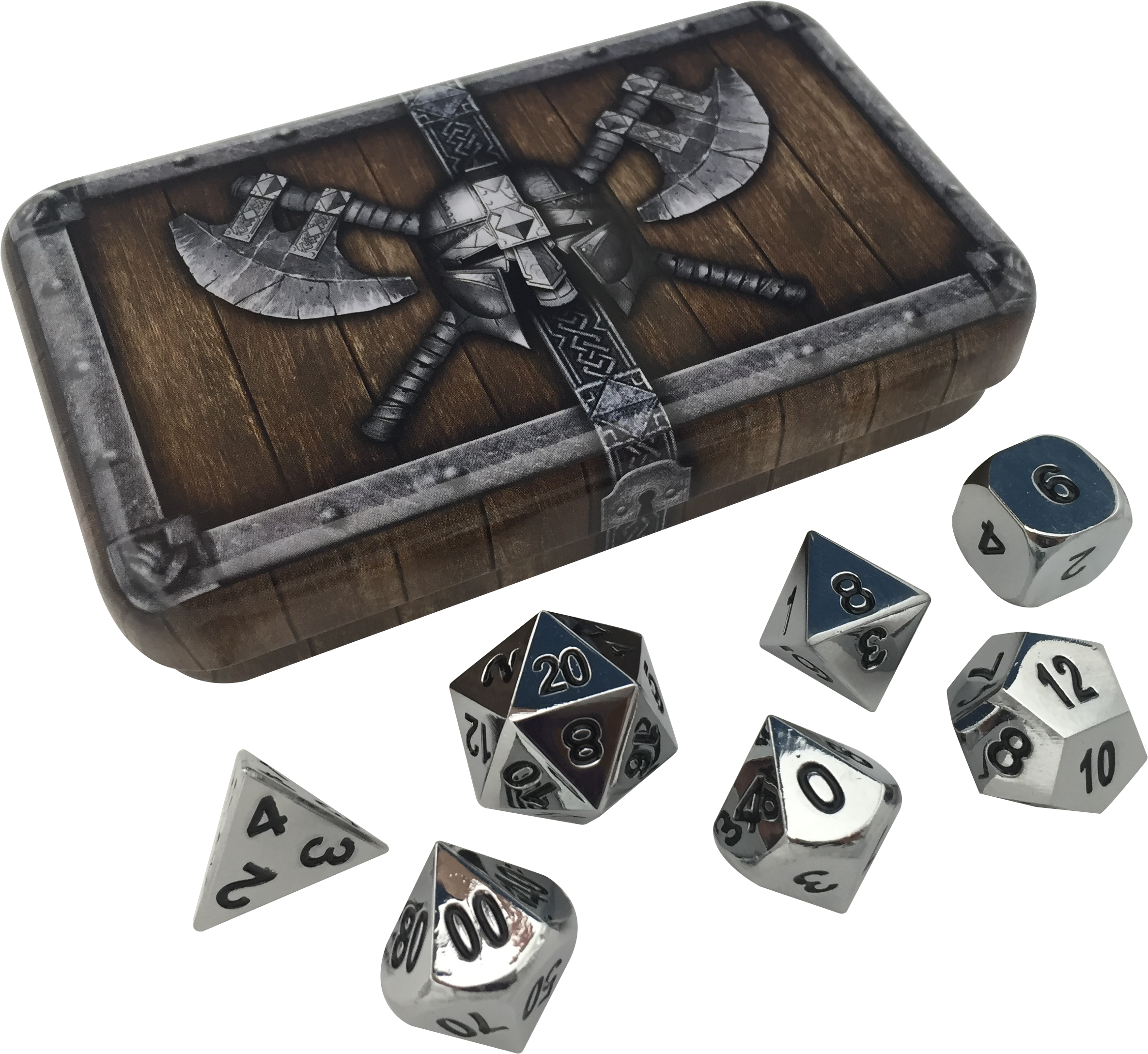 Dwarven Chest With Shiny Chrome / Silver Color With - Antique Gold Dice Metal (3264x2448), Png Download