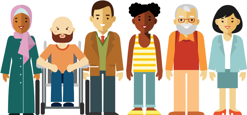 Illustration Showing A Group Of People Side By Side, - Group Of Cartoon People Transparent Background (800x407), Png Download