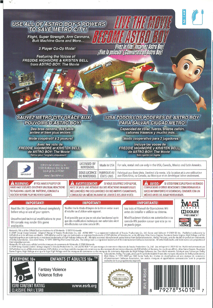 Astroboy Back - Wii (1000x1000), Png Download