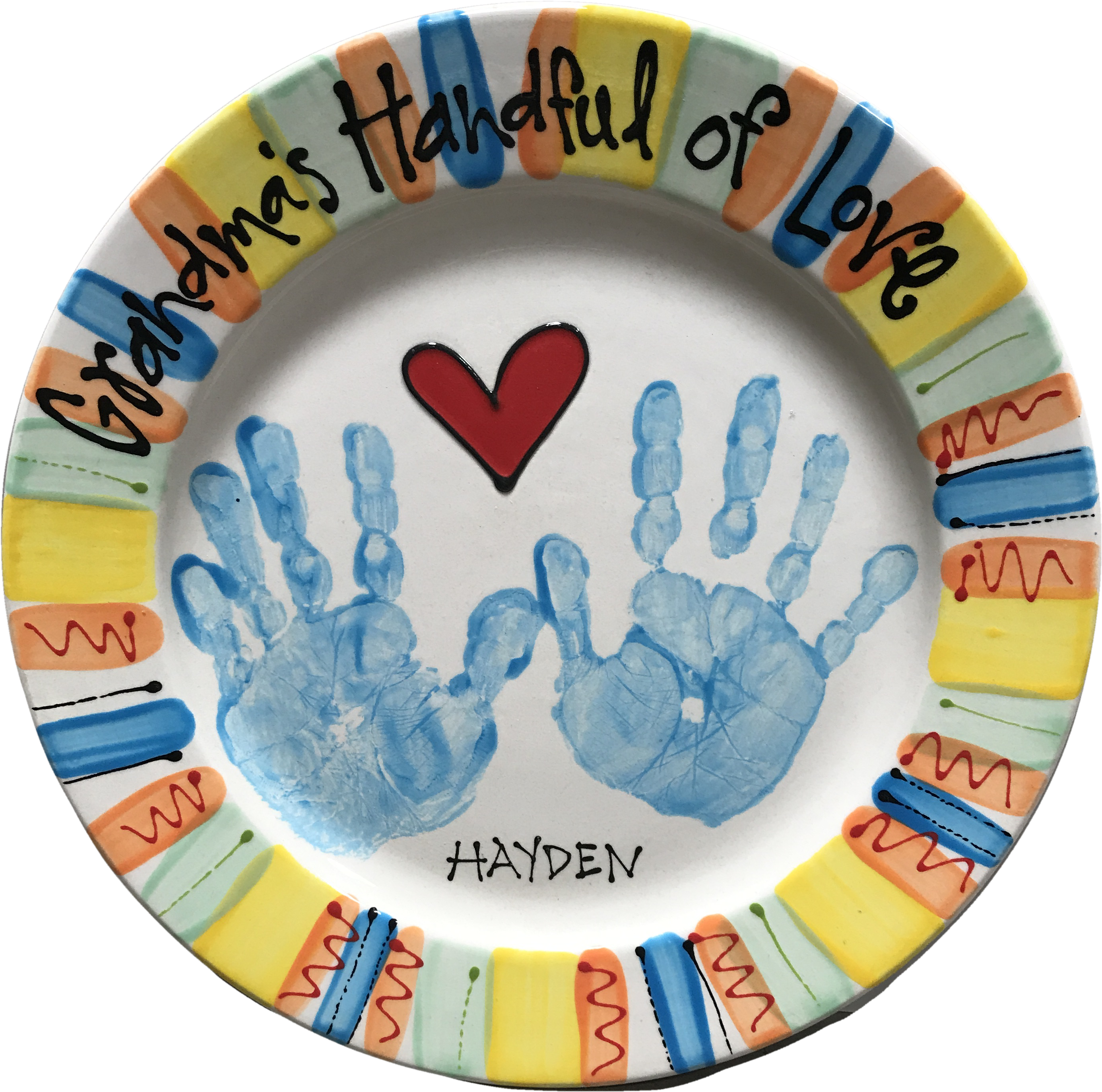 Hand Print Plate Painted At As You Wish Pottery - Circle (3024x4032), Png Download