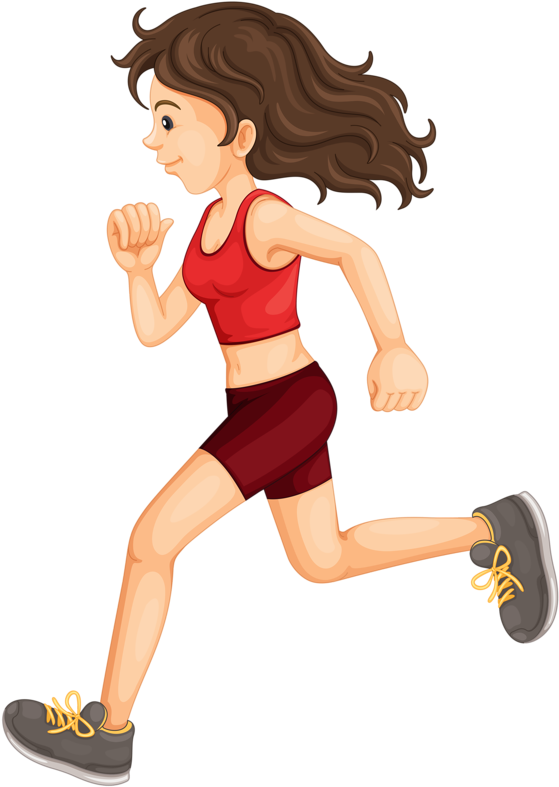 Clipart Girl Exercise - Exercising Clipart Png (573x800), Png Download