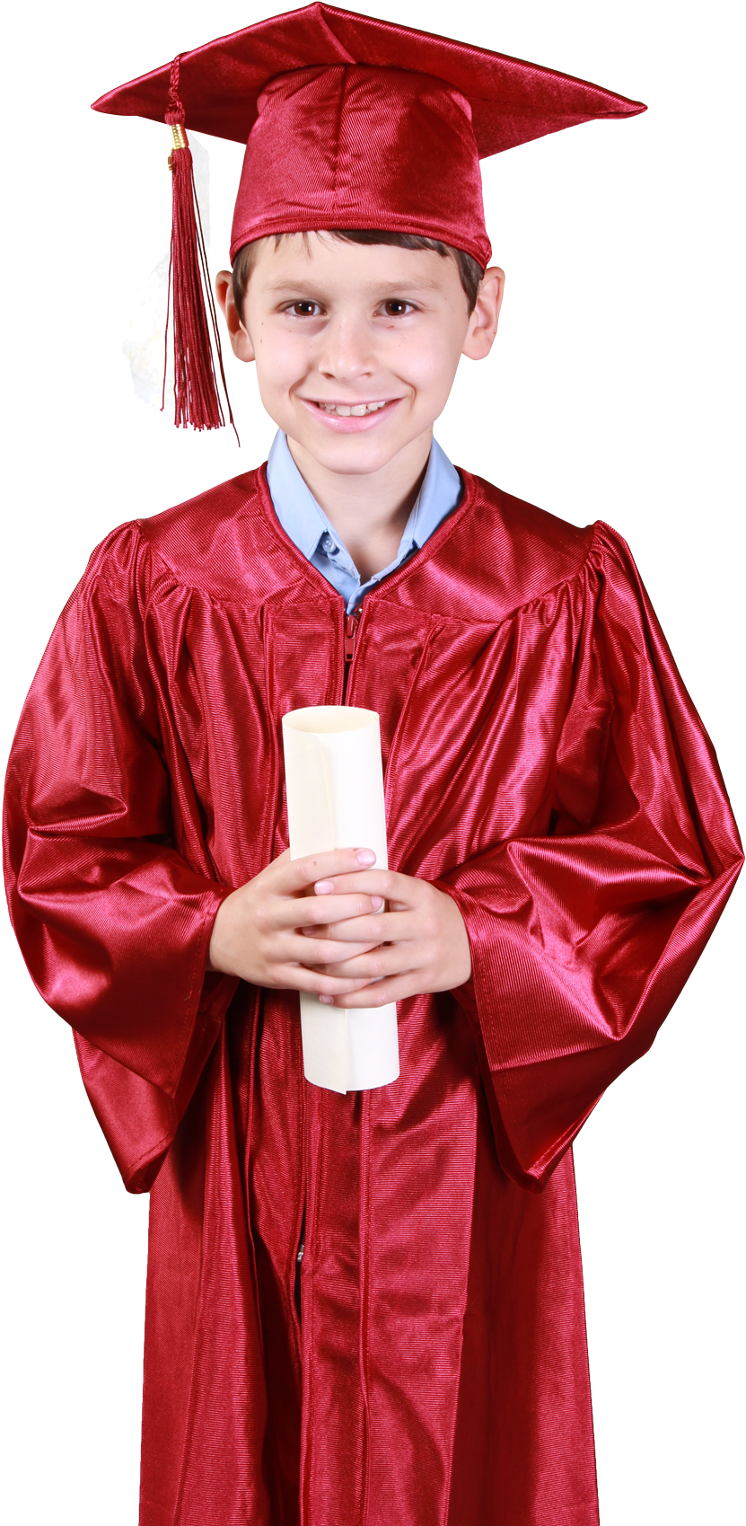 Young Boy Wearing Red Graduation Gown Png Image - Boy In Graduation Dress (500x881), Png Download