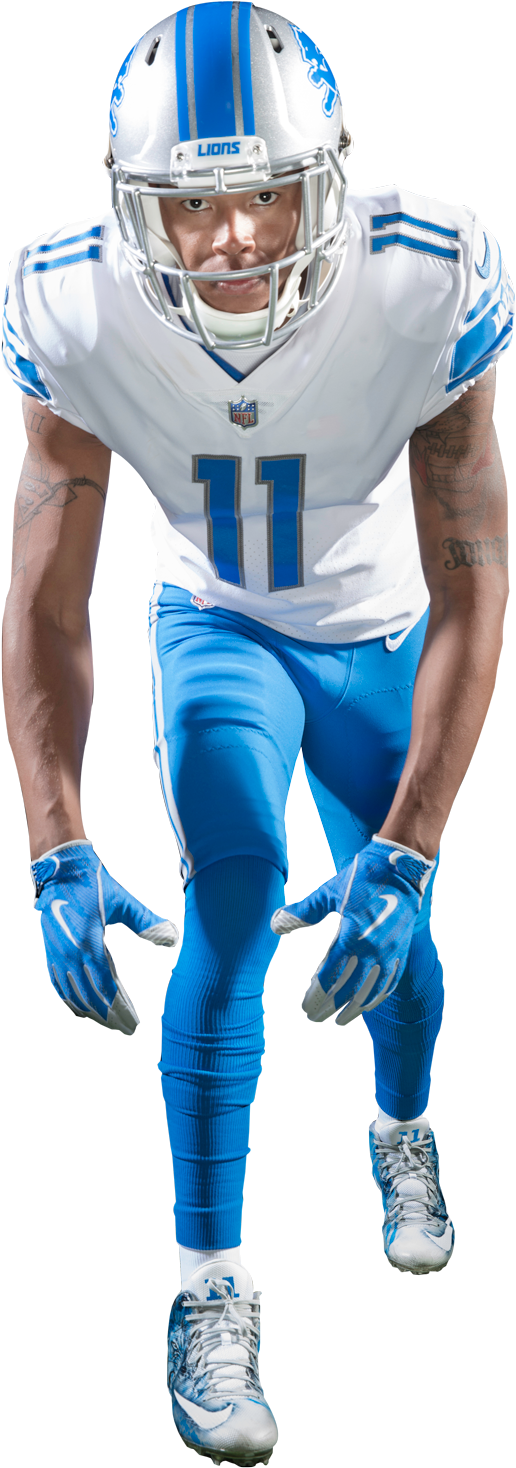 The Lions Began Wearing Separate Colored Uniforms On - Detroit Lions Uniforms (589x1500), Png Download