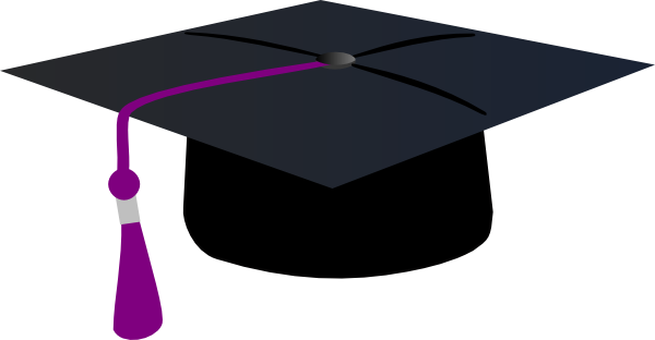 Graduation Hat With Purple Tassle Clip Art - Graduation Cap With Purple Tassel (600x312), Png Download
