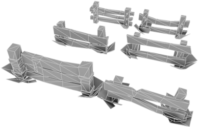 Fence Set - Low Poly Fence (400x400), Png Download