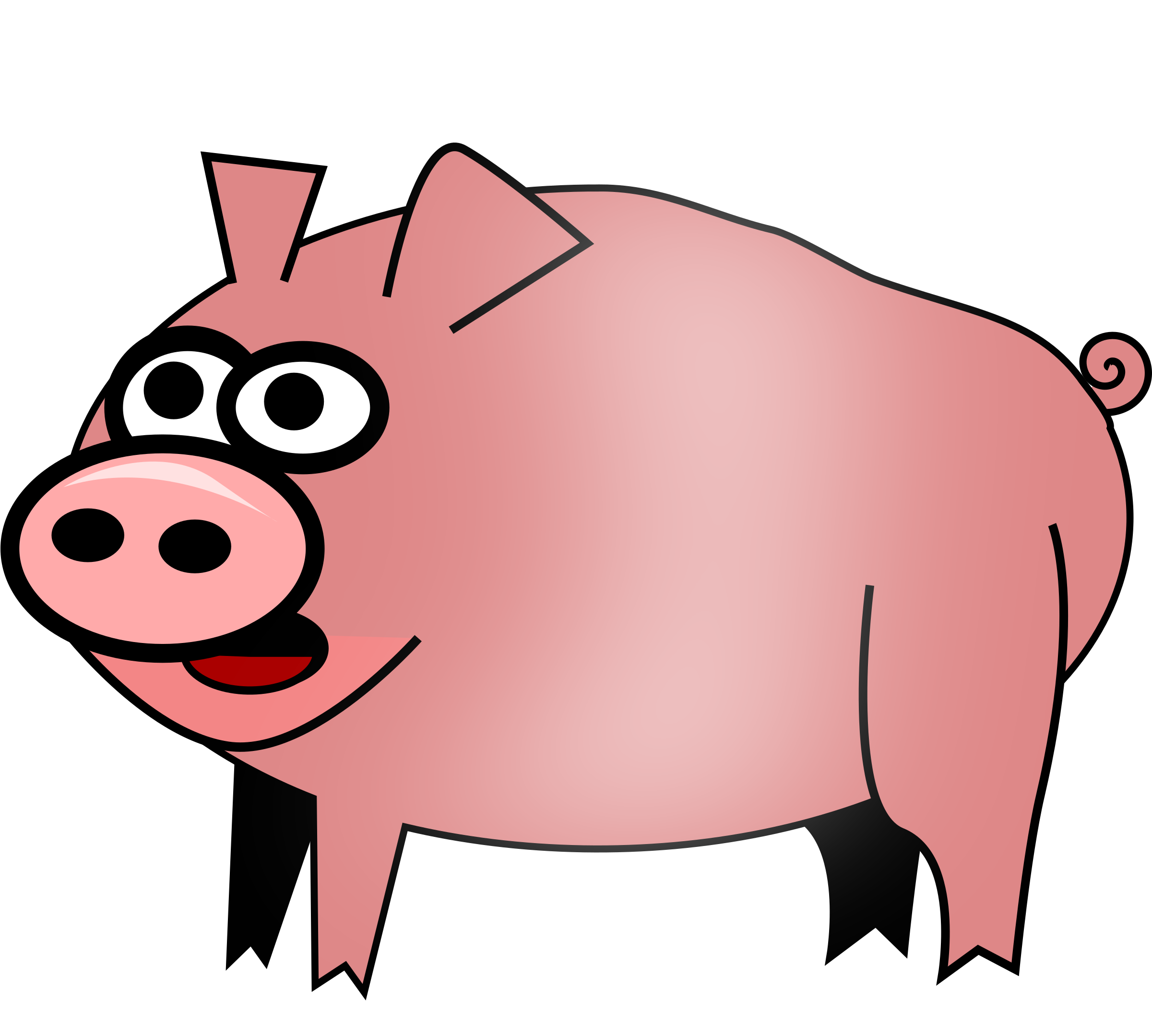 Pork Clipart Transparent - Cartoon Pig No Background (2000x1805), Png Download