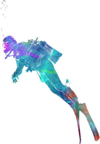 Bleed Area May Not Be Visible - Man Scuba Diver 02 In Watercolor (560x700), Png Download
