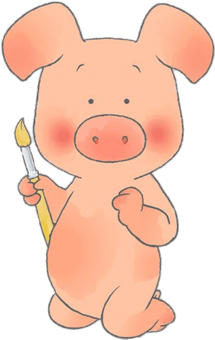 Download - Pig With Paint Brush (320x550), Png Download