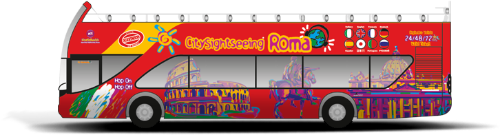 City Sightseeing Bus - Rome Tourist Bus (774x223), Png Download