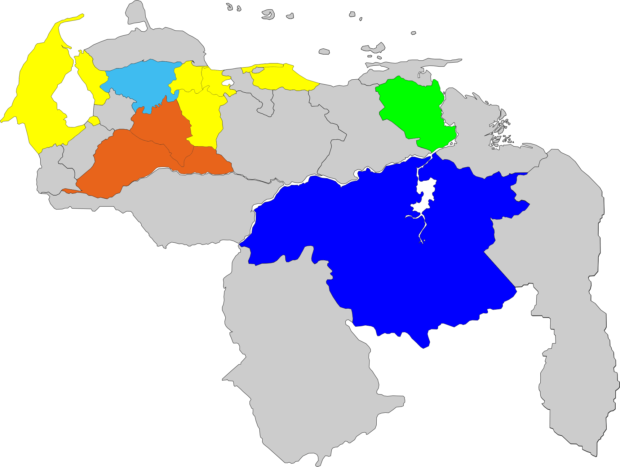 Tarjeta Más Votada De La Mud, Regionales - Venezuela Mapa (2000x1507), Png Download
