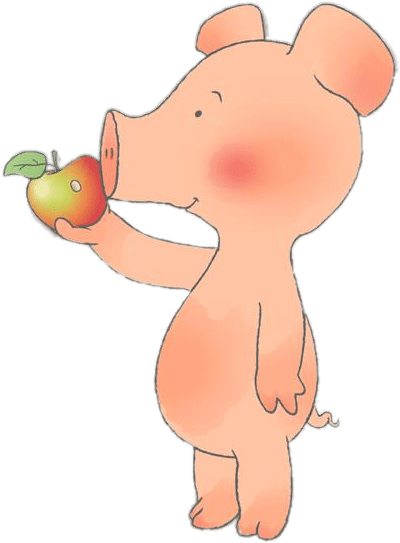 Download - Pig Eating An Apple Clipart (600x600), Png Download