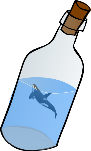 Bottled Glass With Killer Whale Clip Art At Clker - Message In A Bottle Clip Art (360x592), Png Download