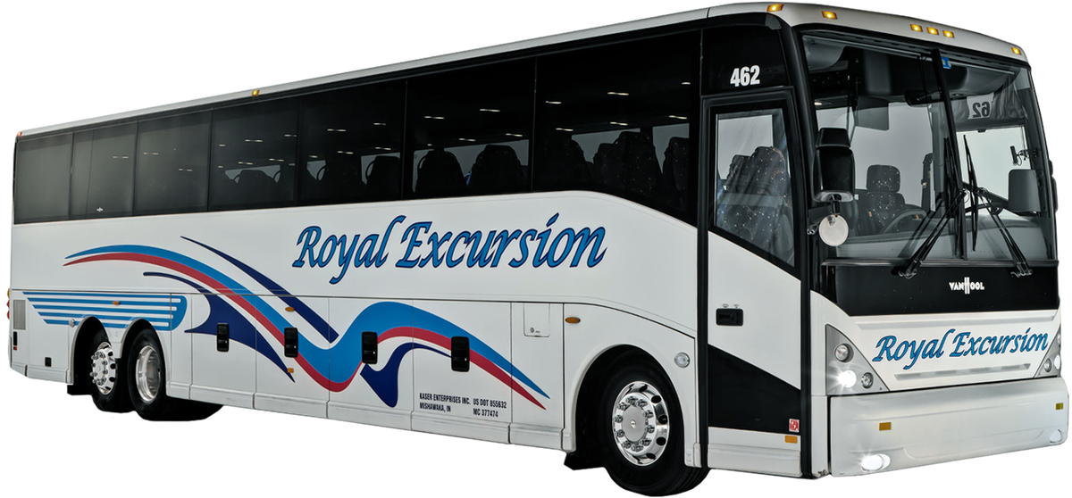 Charter One Of Our Late Model 56 Passenger Deluxe Motorcoaches - Excursion Bus (1200x558), Png Download