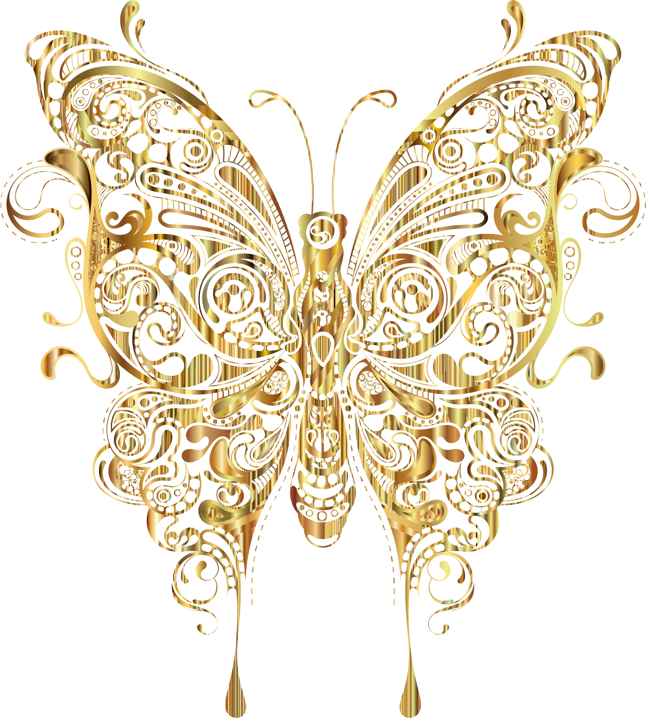 Clipart - Butterfly Clipart Gold (2084x2316), Png Download